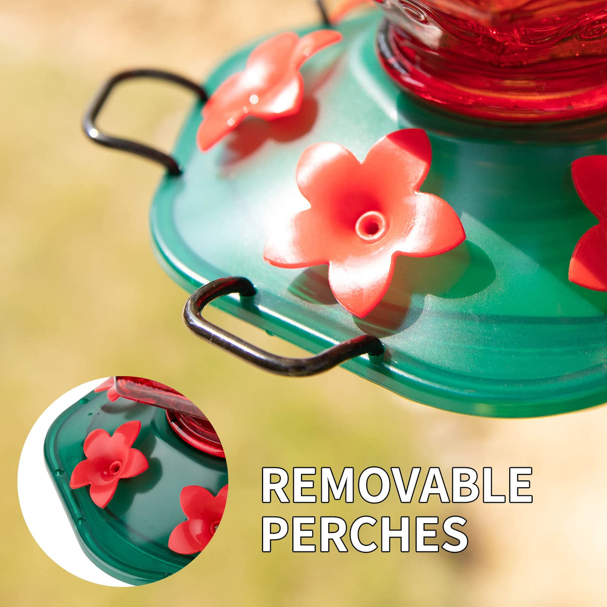 Rust-proof base of Billion Sky hummingbird feeder for outdoor use