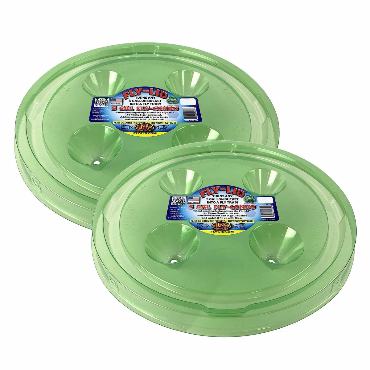 Billy-Bob Fly-Lid on a 5-gallon bucket ready to trap flies outdoors.
