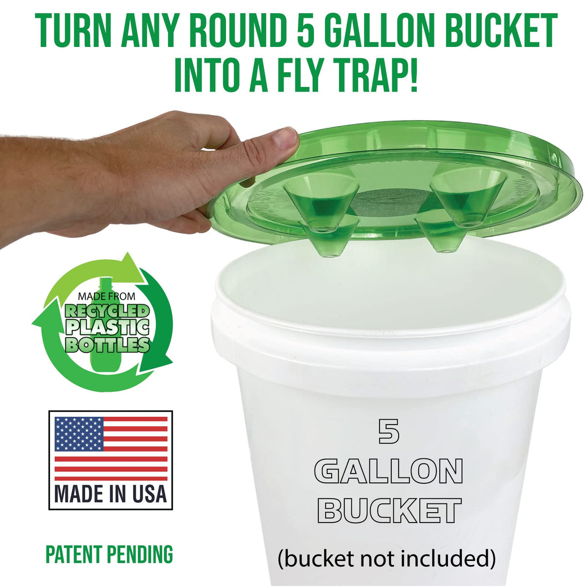 Full bucket after catching flies with Billy-Bob Fly-Lid.