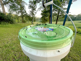 Billy-Bob Fly-Lid used outdoors in a barn setting