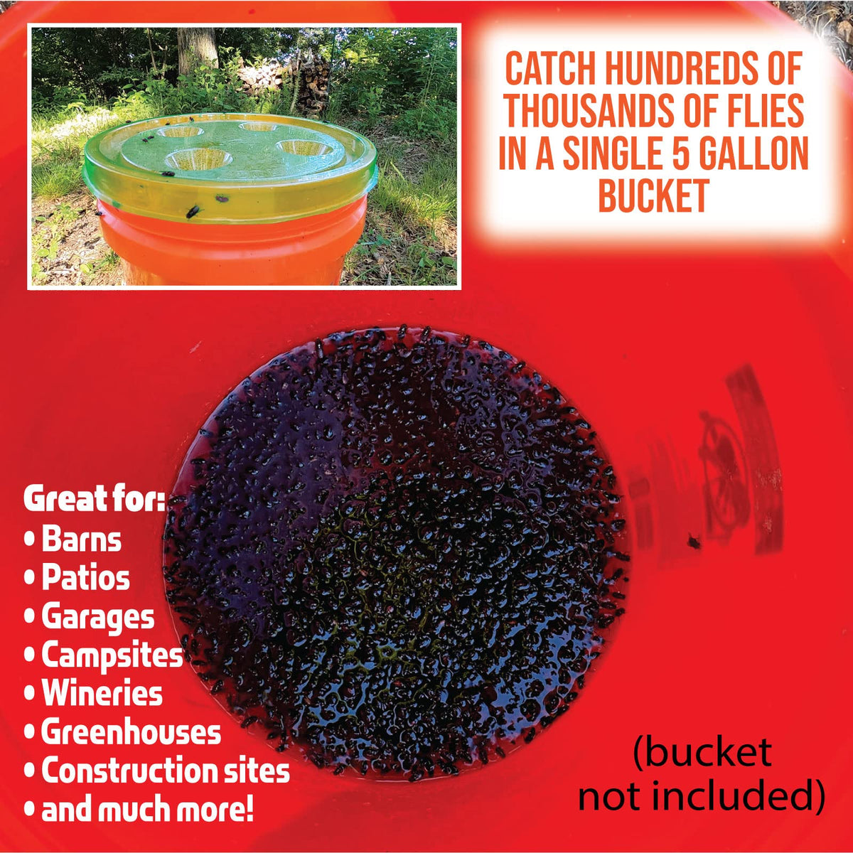 Recycled-plastic Billy-Bob Fly-Lid supports eco-friendly pest control.