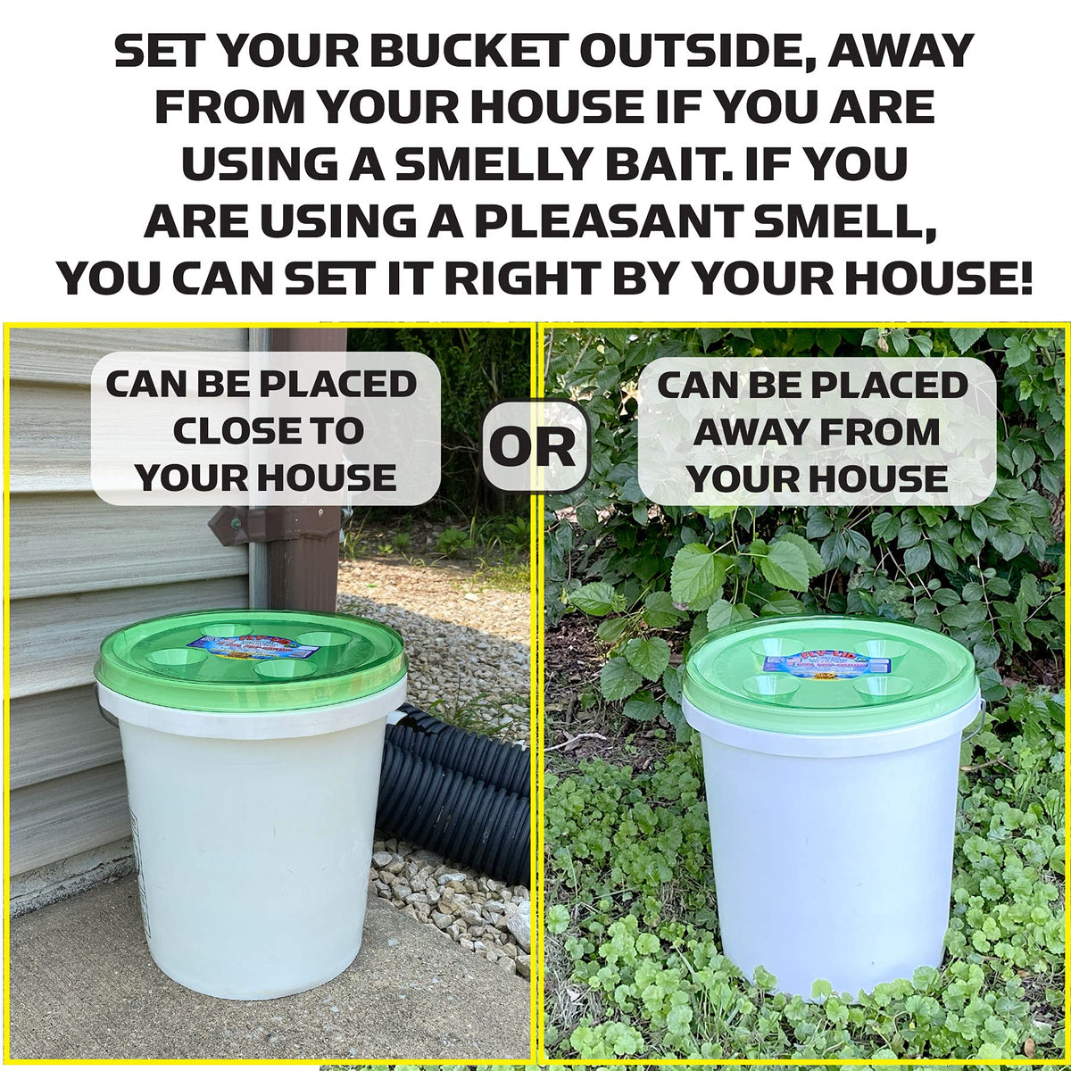 Billy-Bob Fly-Lid traps flies inside bucket