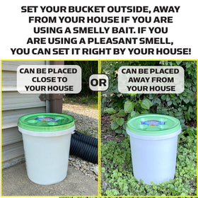 Billy-Bob Fly-Lid traps flies inside bucket