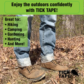 Billy-Bob Tick Tape hiking-camping-gear demonstrates use in outdoor setup.