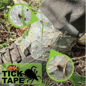 Billy-Bob Tick Tape pant-leg-attachment shields legs from ticks.