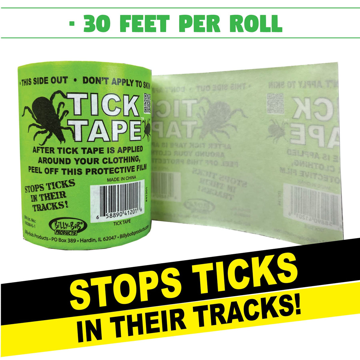 Billy-Bob Tick Tape shoes-to-pants-barrier prevents ticks climbing from footwear.