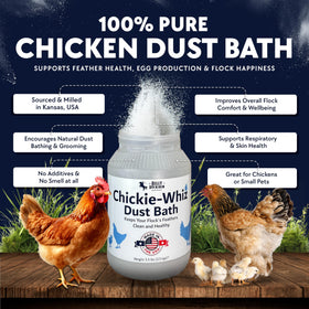Chickie-Whiz natural volcanic ash close-up, ideal for feather care and grooming.