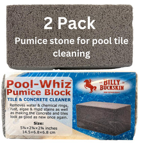 Billy Buckskin Pool Whiz pumice stone 2-pack ready for pool tile cleaning