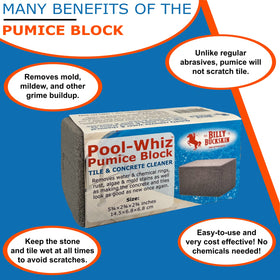 Pool Whiz pumice stone removing mineral buildup on pool tile edges