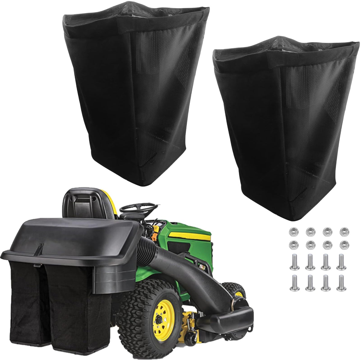 Binazon AM122416 grass bag set offers Deere-compatible fit for easy maintenance.