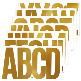 BINLINHONGO 78 large alphabet stickers in gold for 6-inch letters, ideal for mailboxes and posters.