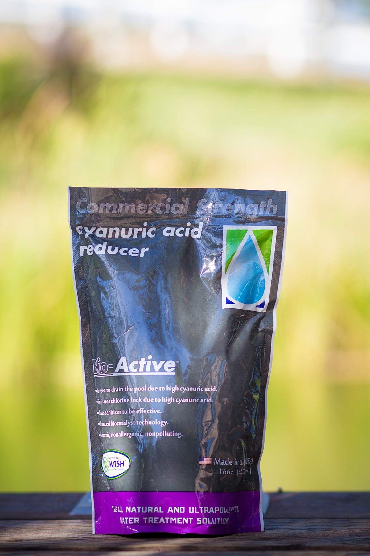Bio-Active BA-CAR-16 label close-up showing natural, non-polluting formula.