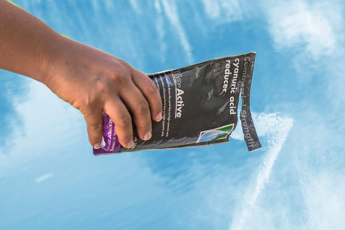 Bio-Active BA-CAR-16 in pool application demonstrates safe cyanuric acid reduction.