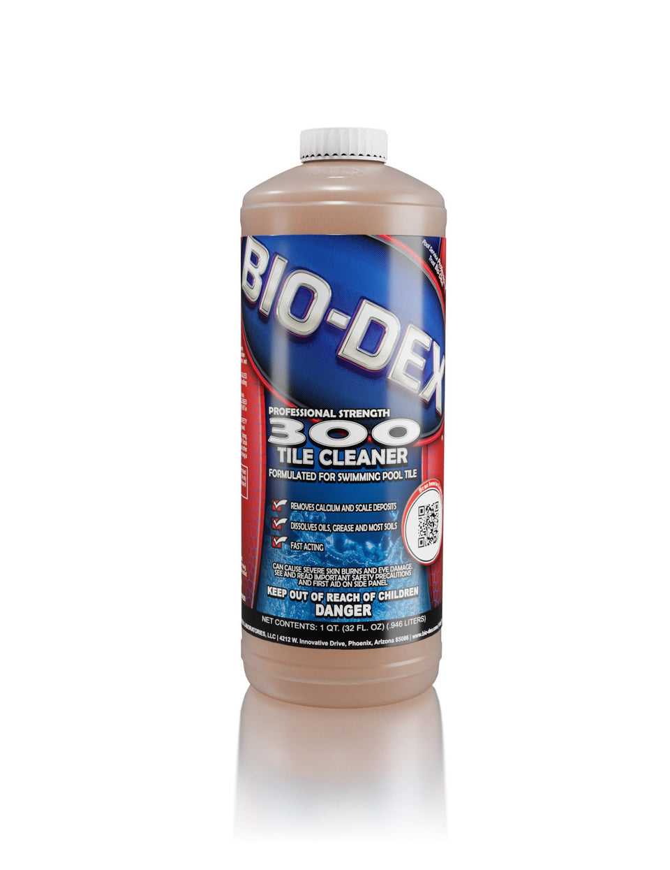 Bio-Dex BD300 tile cleaner on ceramic tile for easier maintenance and mineral deposit removal