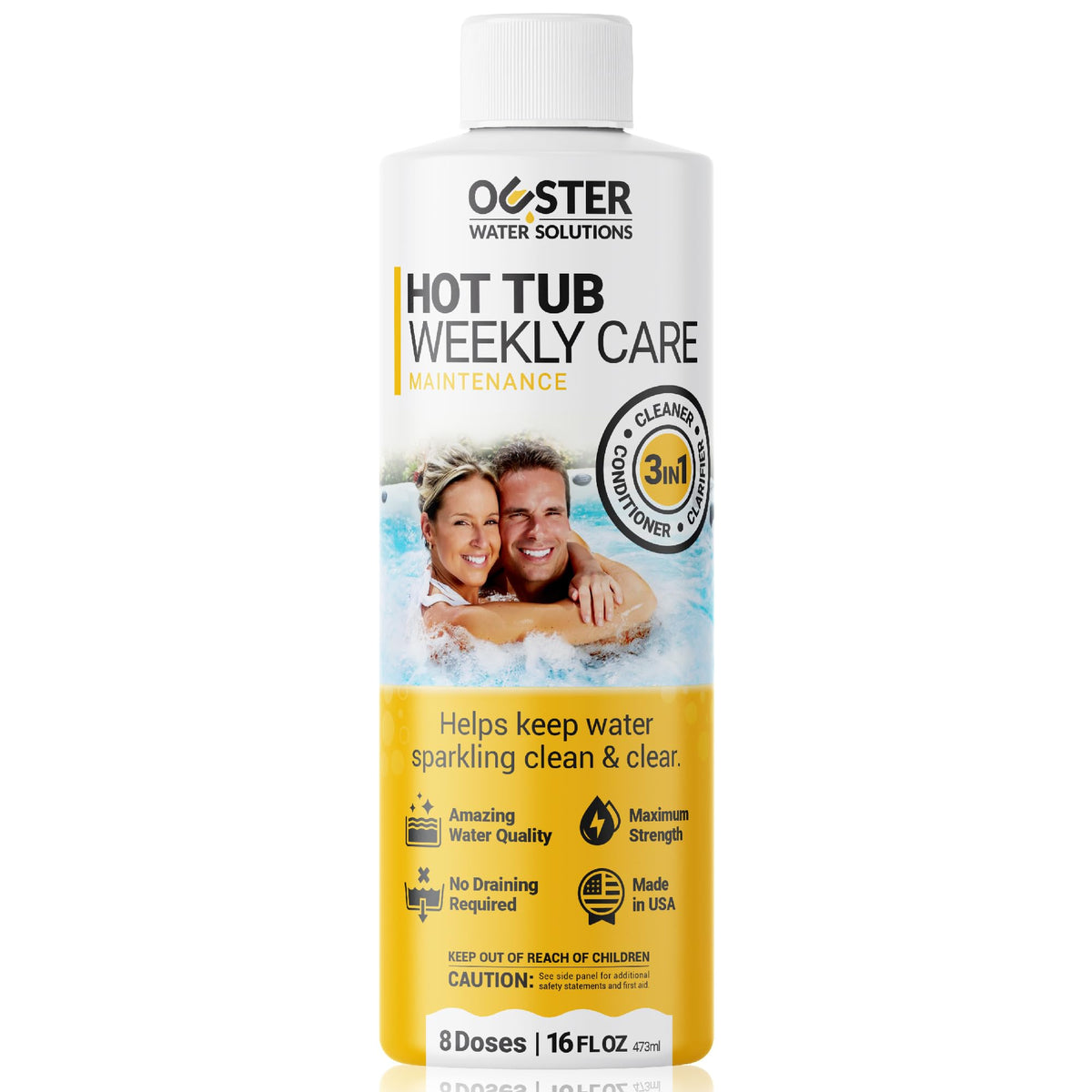 Bio Ouster 3in1 weekly care bottle for easy spa maintenance.