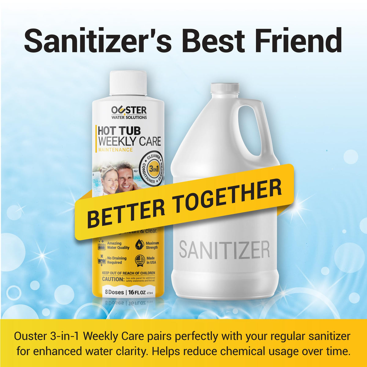 Bio Ouster weekly treatment creates crystal-clear spa water.