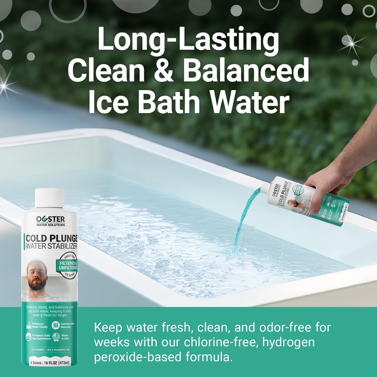 Bio Ouster natural formula reduces mineral buildup in ice bath water.
