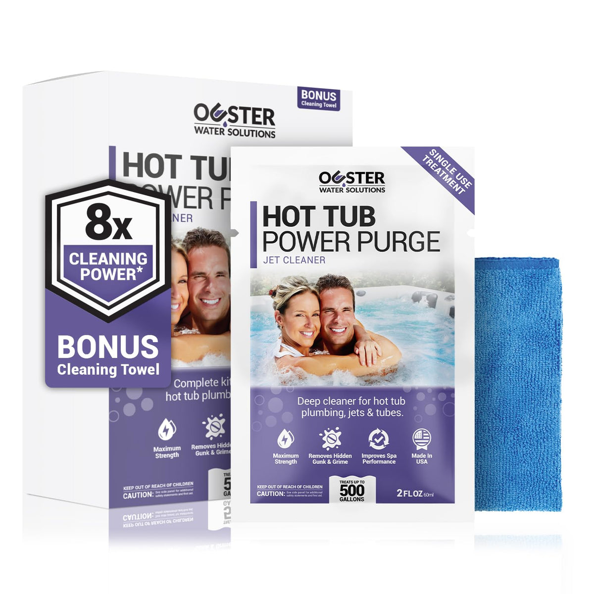 Bio Ouster Power Purge bottle pour demonstrates easy application for deep jet cleaning.