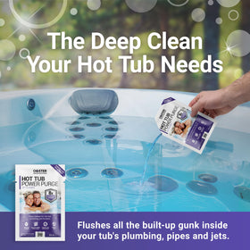 Bio Ouster Power Purge spa jet closeup shows debris purge in action.
