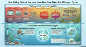 Bacteria benefits illustration of improved biological balance in ponds.