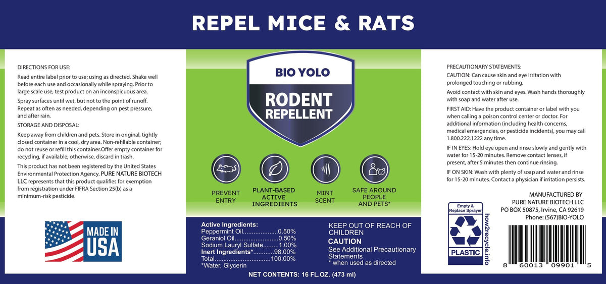 BIO YOLO rodent repellent for indoor use safeguards entryways and storage areas
