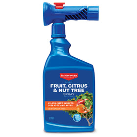 BioAdvanced 3-in-1 spray bottle protects fruit trees from pests and diseases.