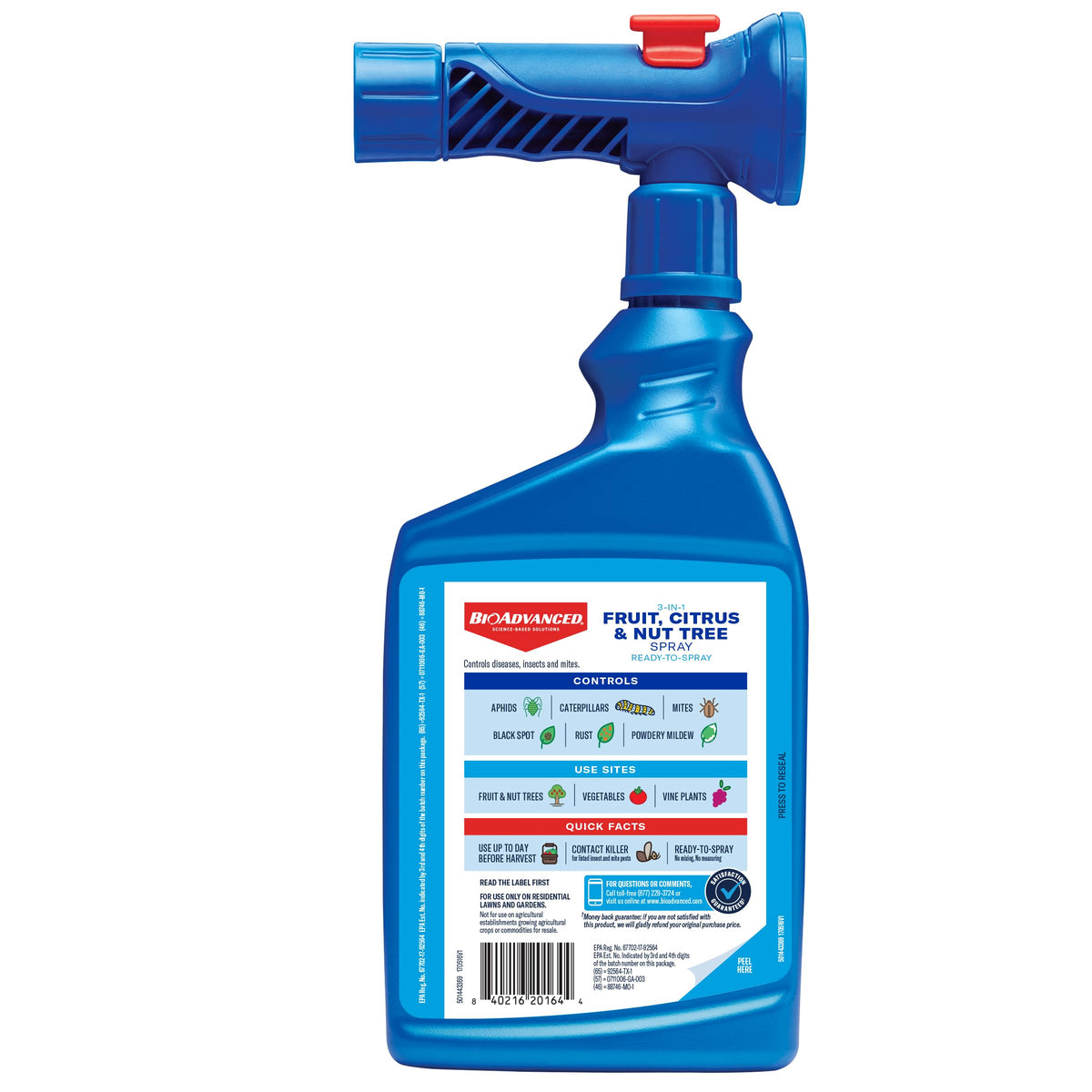 BioAdvanced 3-in-1 spray bottle ready-to-use for pest control.