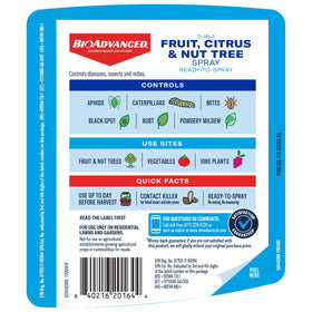 BioAdvanced 3-in-1 spray near fruit and nut trees ready for harvest.