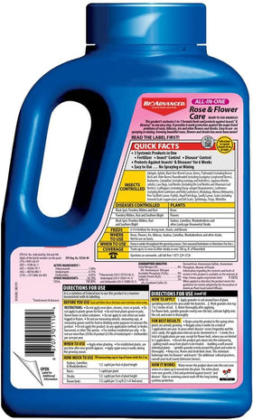 Easy-to-use BioAdvanced All-In-One granules sprinkled around roses for convenient care.