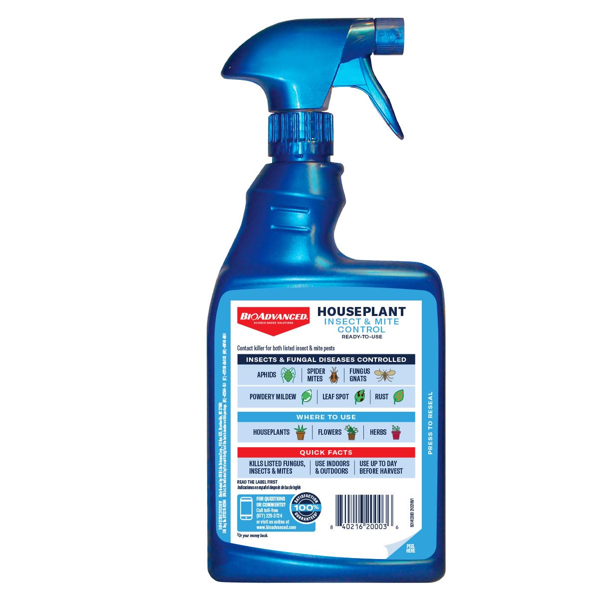 BioAdvanced blue bottle label highlights EPA-registered protection