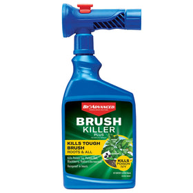 BioAdvanced Brush Killer Plus bottle front shows ready-to-spray weed control.