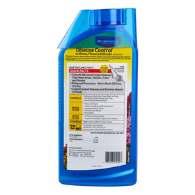 BioAdvanced Disease Control bottle in a garden setting ready for outdoor spraying