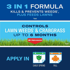 BioAdvanced fertilizer greens lawn and supports up to three months of growth