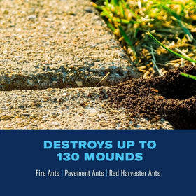 BioAdvanced Fire Ant Killer Dust destroys the mound for quick outdoor control.