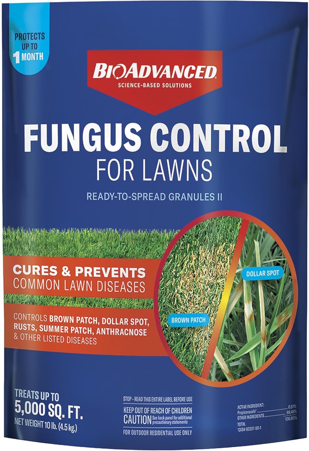 BioAdvanced Fungus Control granules ready for 5,000 sq ft coverage.