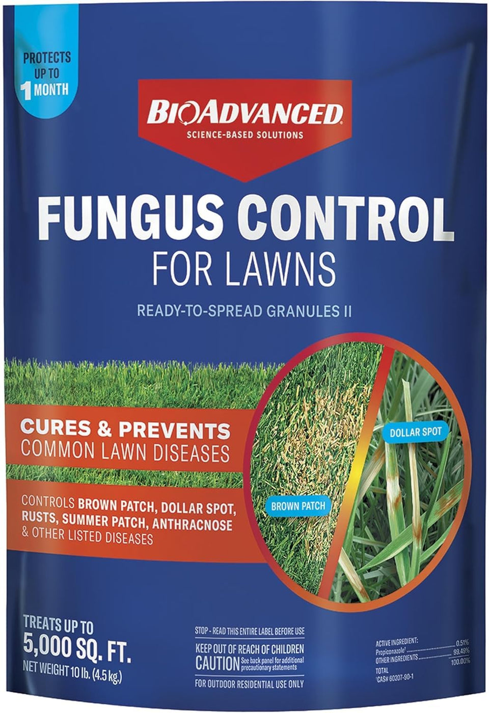 BioAdvanced Fungus Control granules ready for 5,000 sq ft coverage.