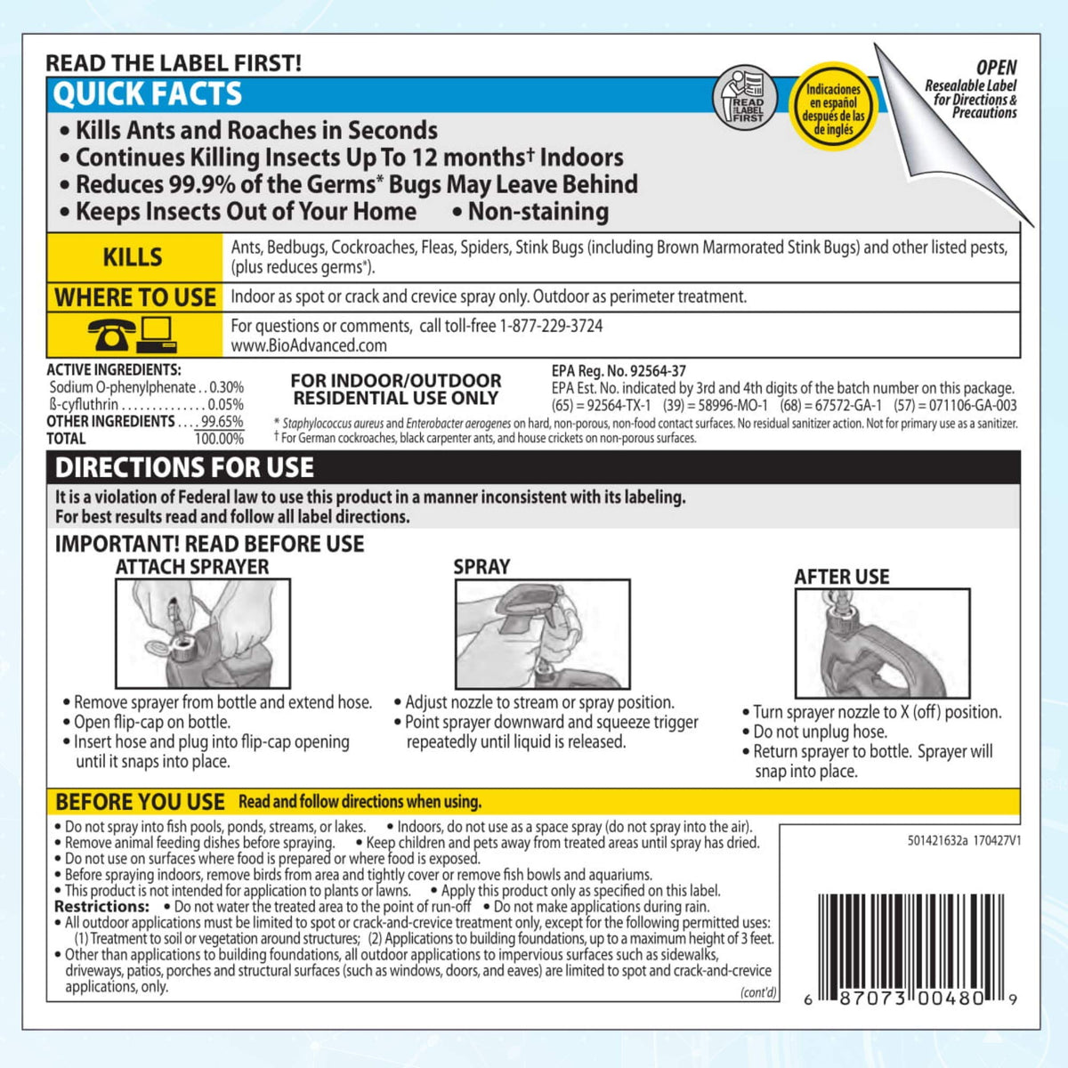 BioAdvanced Home Pest Plus Germ Killer offers up to 12 months indoor protection.