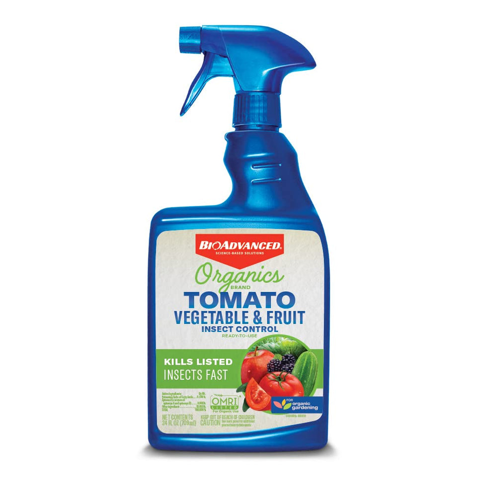 BioAdvanced Organics Bug Spray bottle ready to protect edible plants.