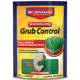 BioAdvanced season-long grub control granules protect the lawn from underground pests.