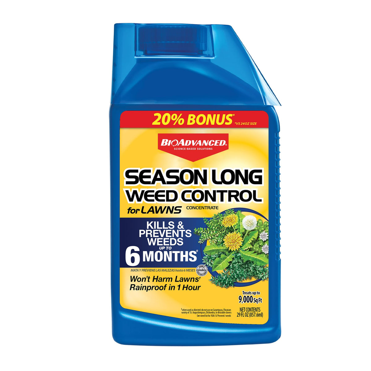 BioAdvanced Season Long Weed Control bottle ready for lawn care and long-lasting protection