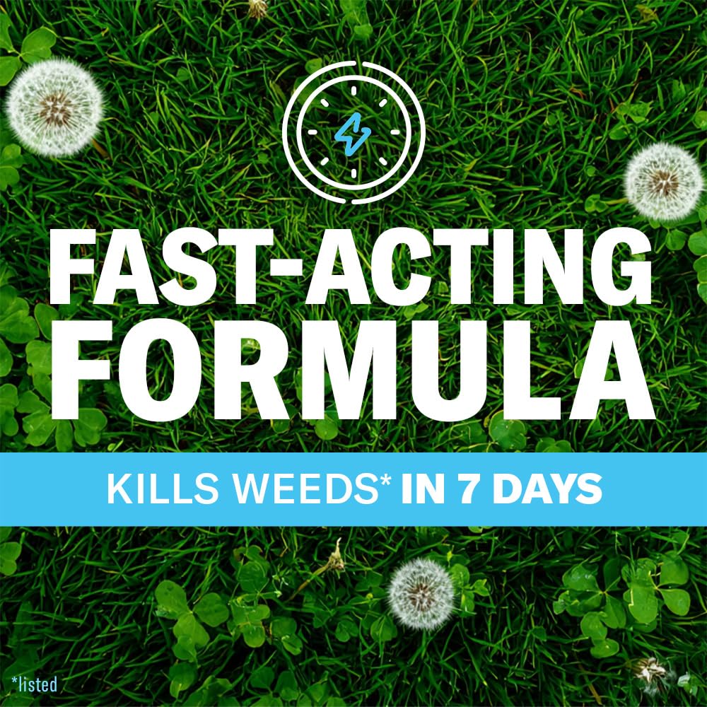 BioAdvanced Season Long Weed Killer label highlights targeted weeds for easy identification