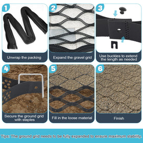 BIOBUBANA Gravel Grid kit includes gloves and staples for DIY installation