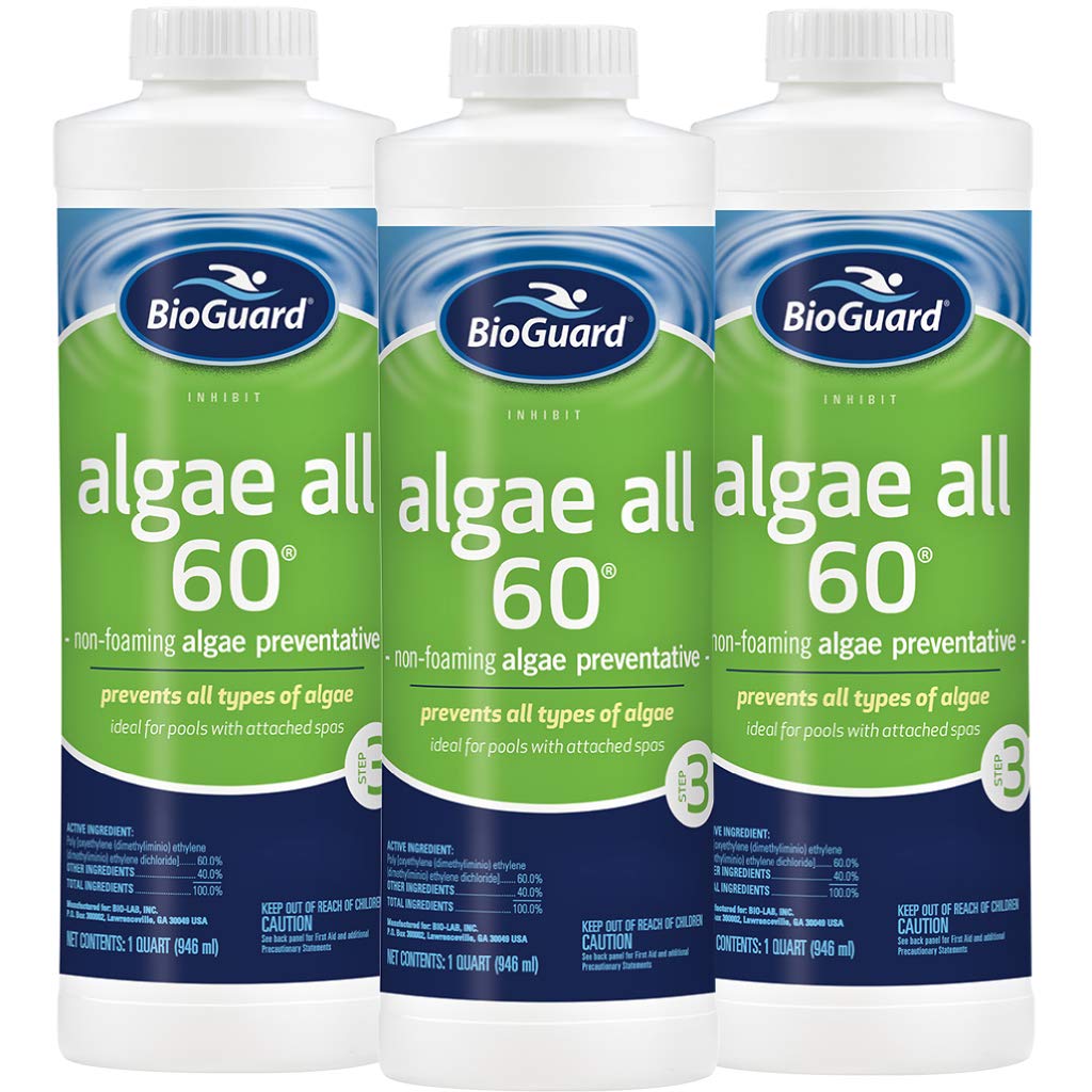 BioGuard Algae All 60 1-quart bottle for pool algae prevention without foaming