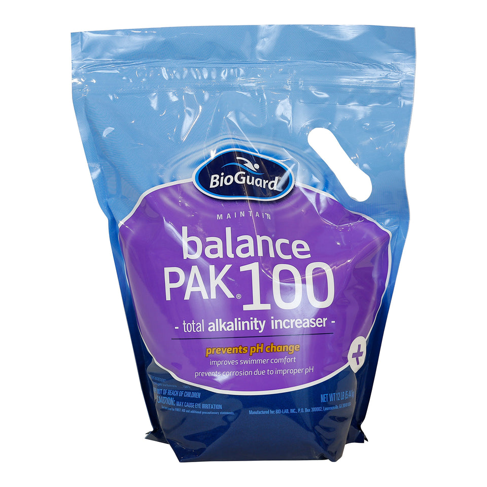 BioGuard Balance Pak 100 raises alkalinity for stable pH and protecting pool surfaces
