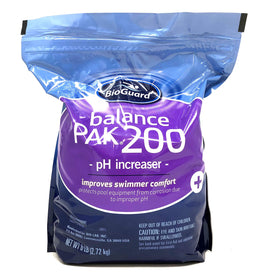 BioGuard Balance Pak 200 raises pool pH for balanced water and swimmer comfort.