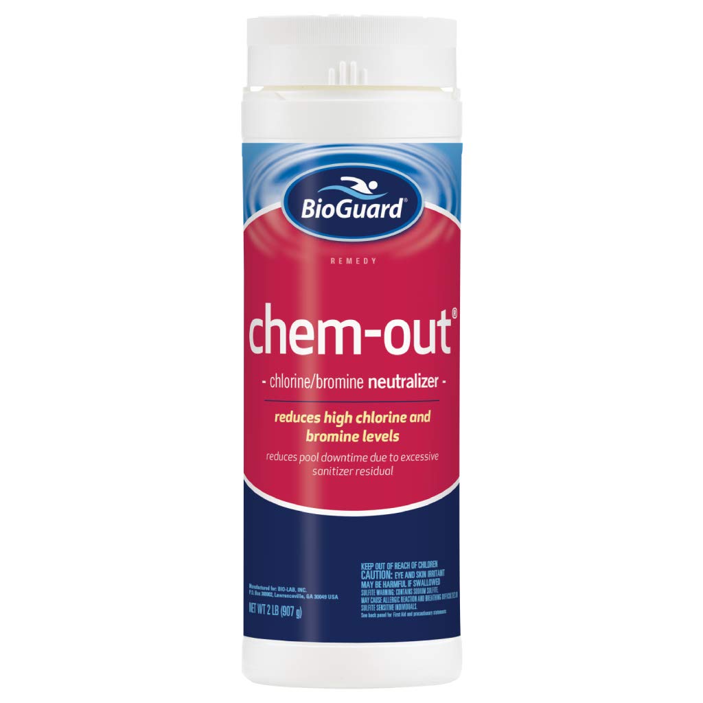 BioGuard ChemOut bottle pour reduces pool downtime by neutralizing residual chlorine.