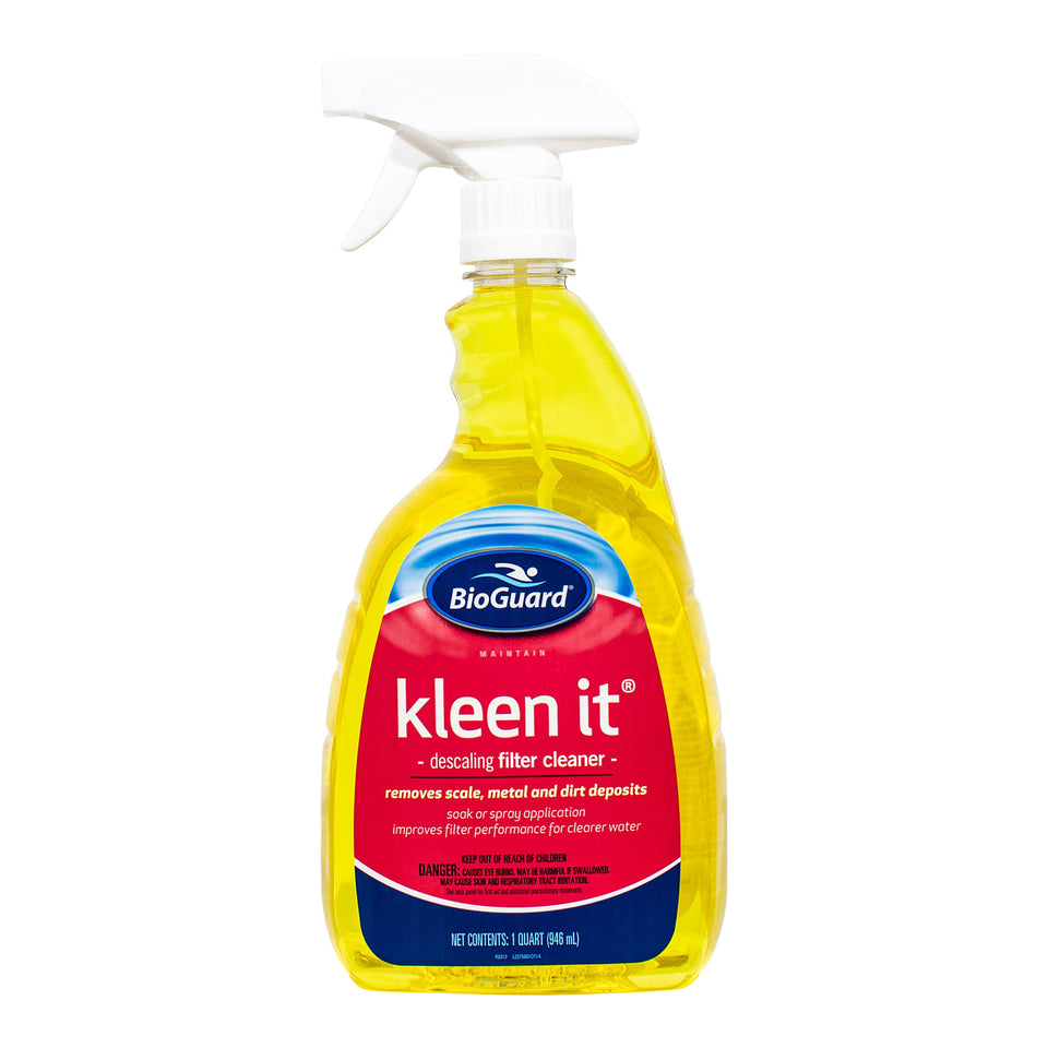 BioGuard Kleen-It Filter Cleaner descaling action improves filter clarity and efficiency