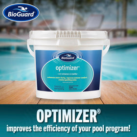 BioGuard Optimizer label demonstrates balanced pH and easy pool care.