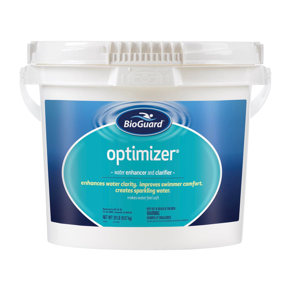BioGuard Optimizer bottle pour creates sparkling, soft pool water for swimmer comfort.