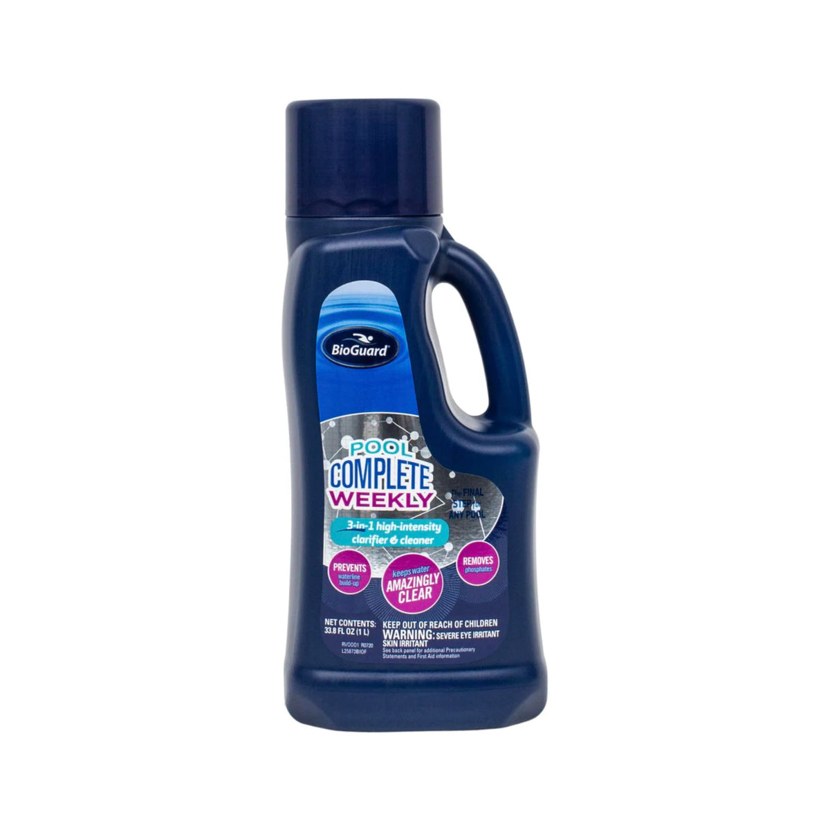 BioGuard Pool Complete Weekly 1L bottle, clear water and reduced phosphate levels for clean pool water